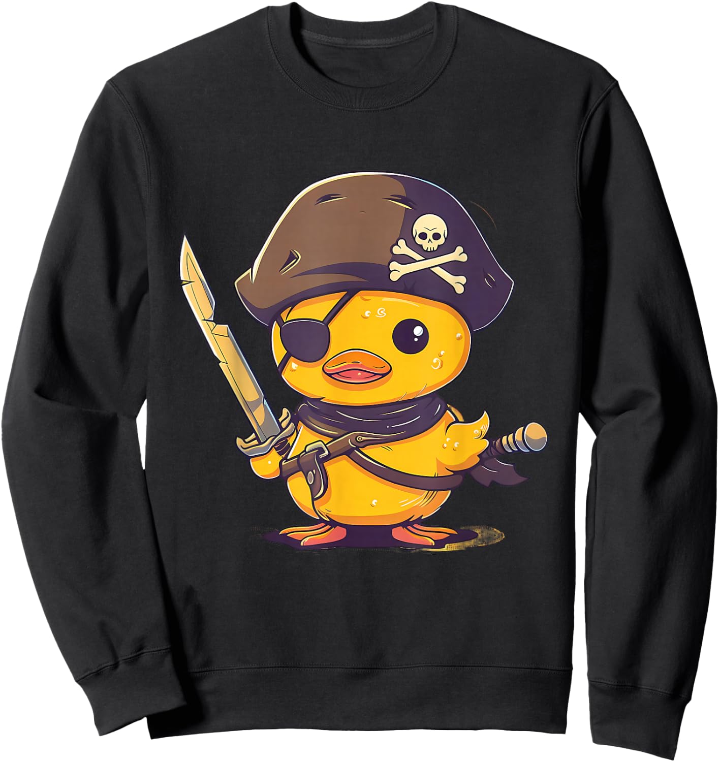 Rubber Duck Pirate Rubber Duckling Rubber Duckie Drawing Sweatshirt - Sweatshirt | Black
