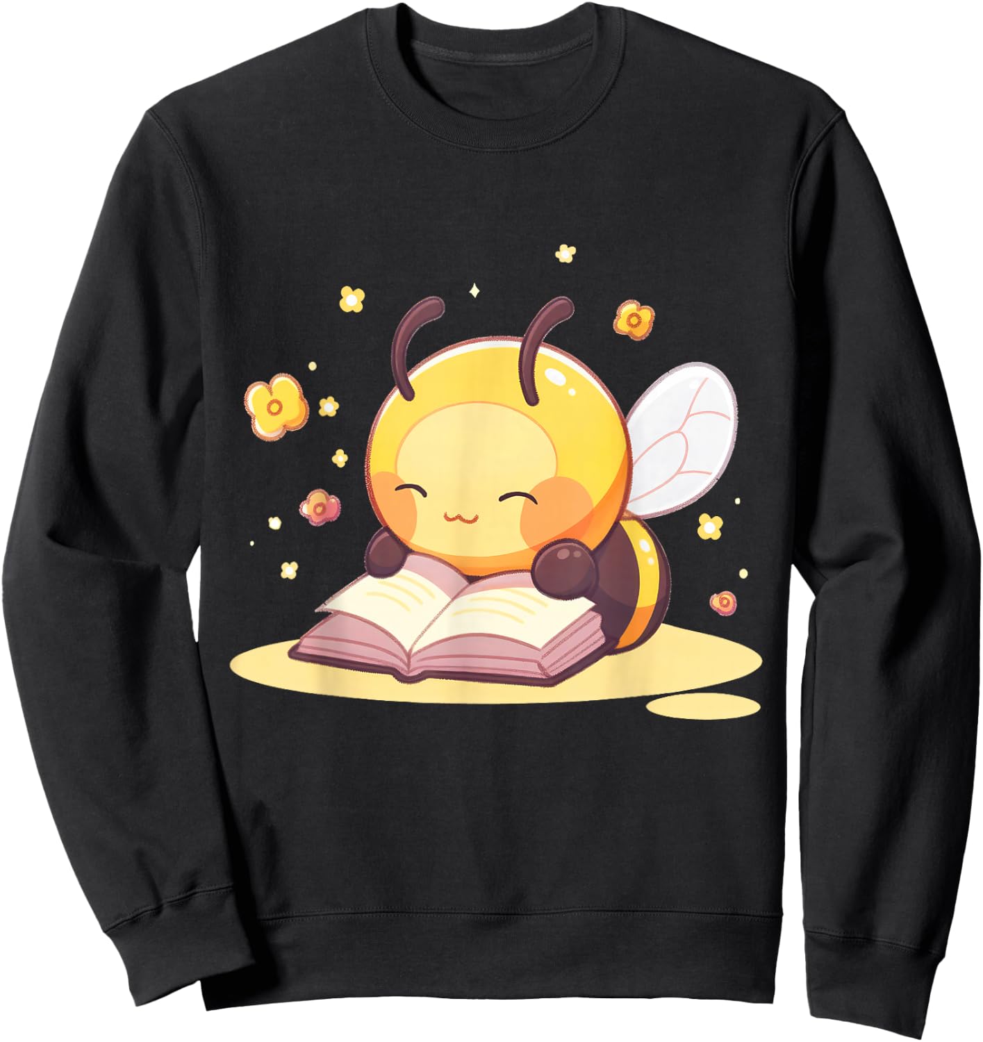 Cute Bee Reading A Book Sweatshirt - Sweatshirt | Black