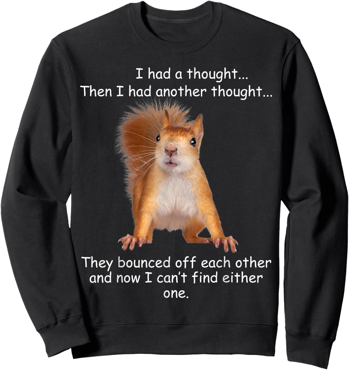Squirrel I had a thought Funny Sarcastic young older person Sweatshirt - Sweatshirt | Black