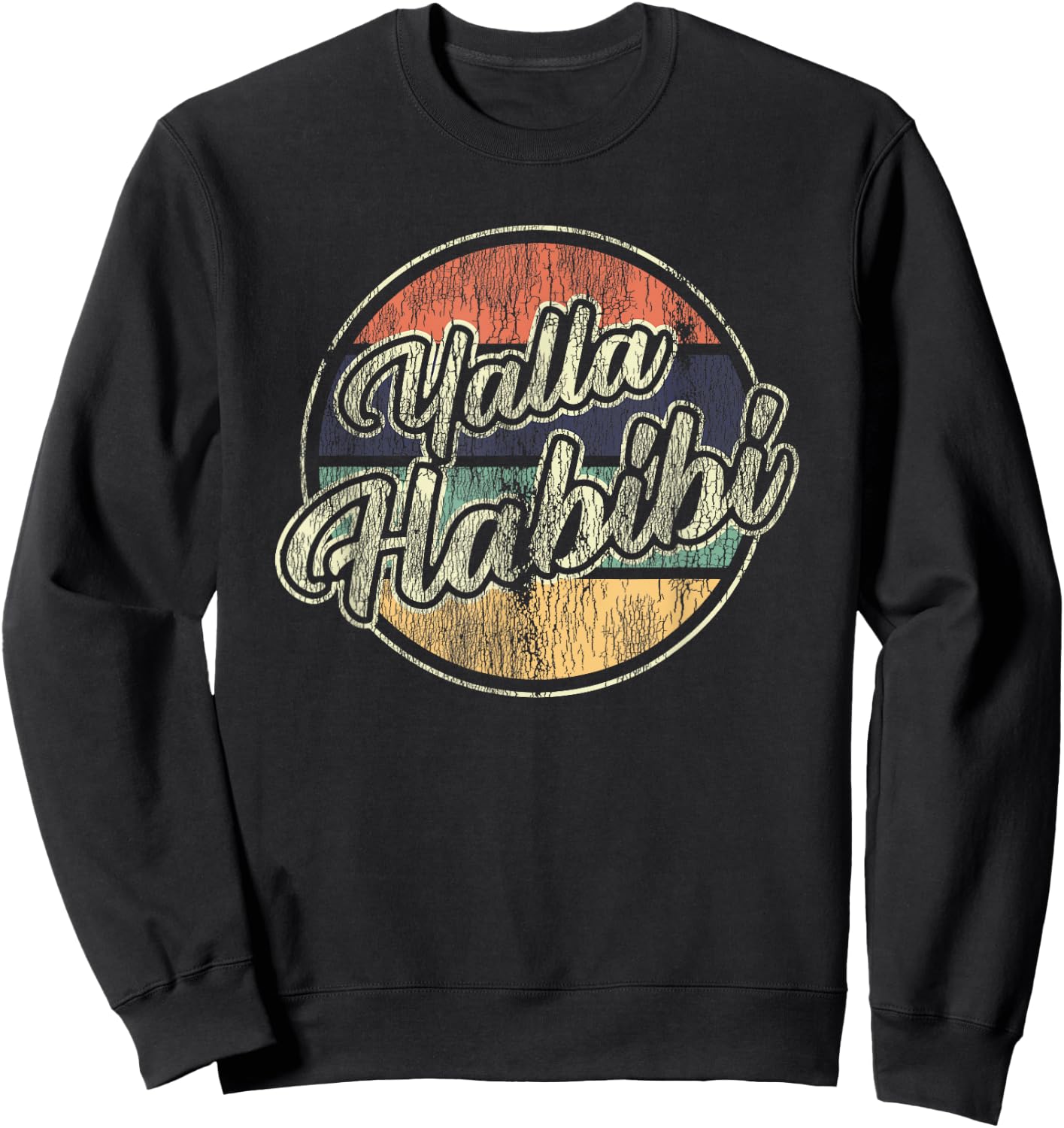 Yalla Habibi Retro Arabic Arab Sweetheart Islam Muslim Sweatshirt - Sweatshirt | Black