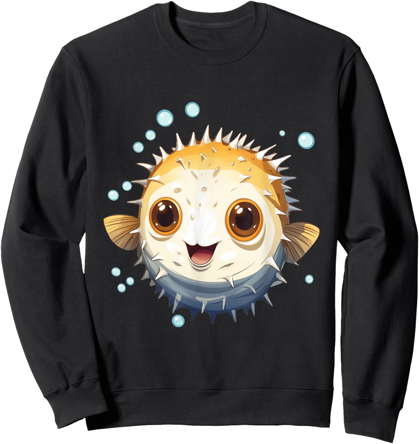 Cute Blowfish Easy Halloween Puffer Fish Costume Pufferfish Sweatshirt - Sweatshirt | Black