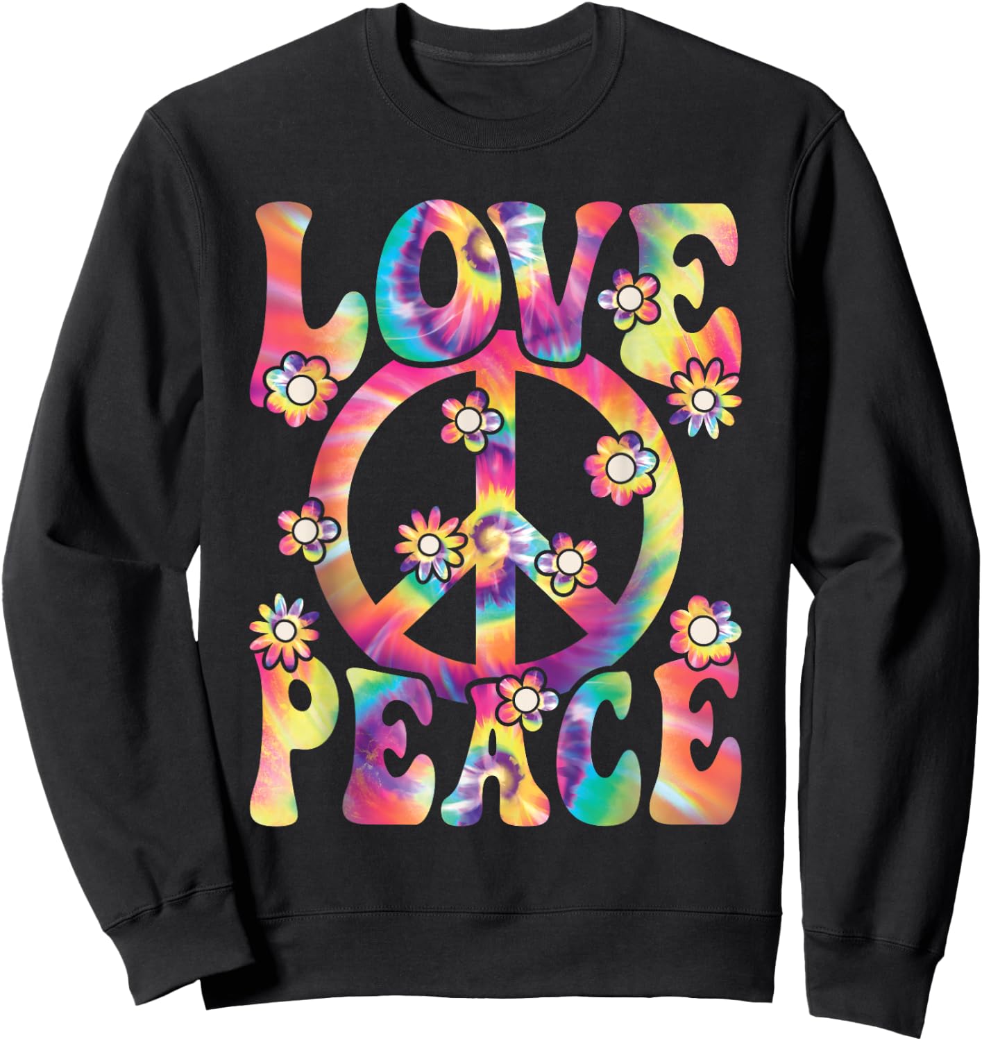 60s 70s Hippie Love Peace Groovy Party Outfit Retro , black Sweatshirt - Sweatshirt | Black
