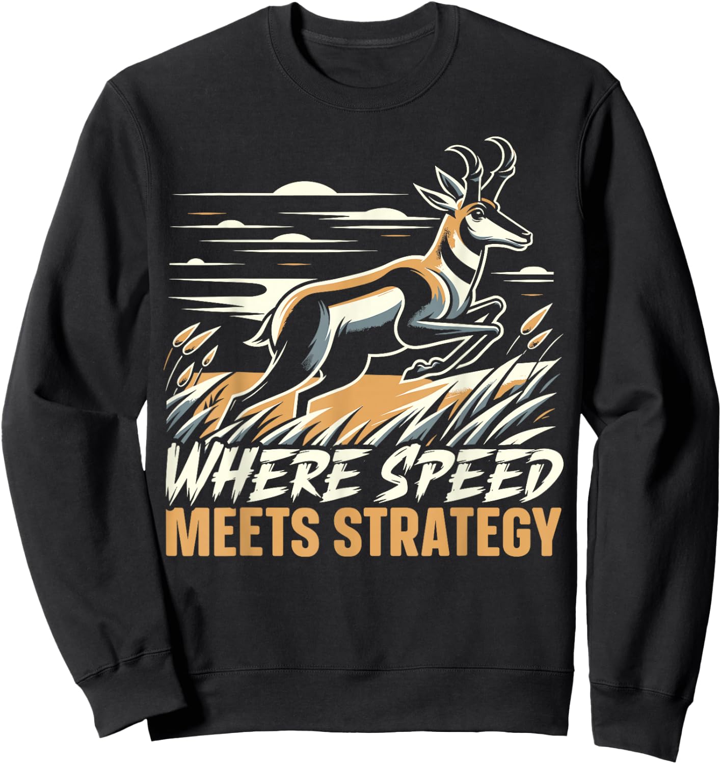 Pronghorn Hunter Animal Hunt Rifle Antelope Hunting Sweatshirt - Sweatshirt | Black