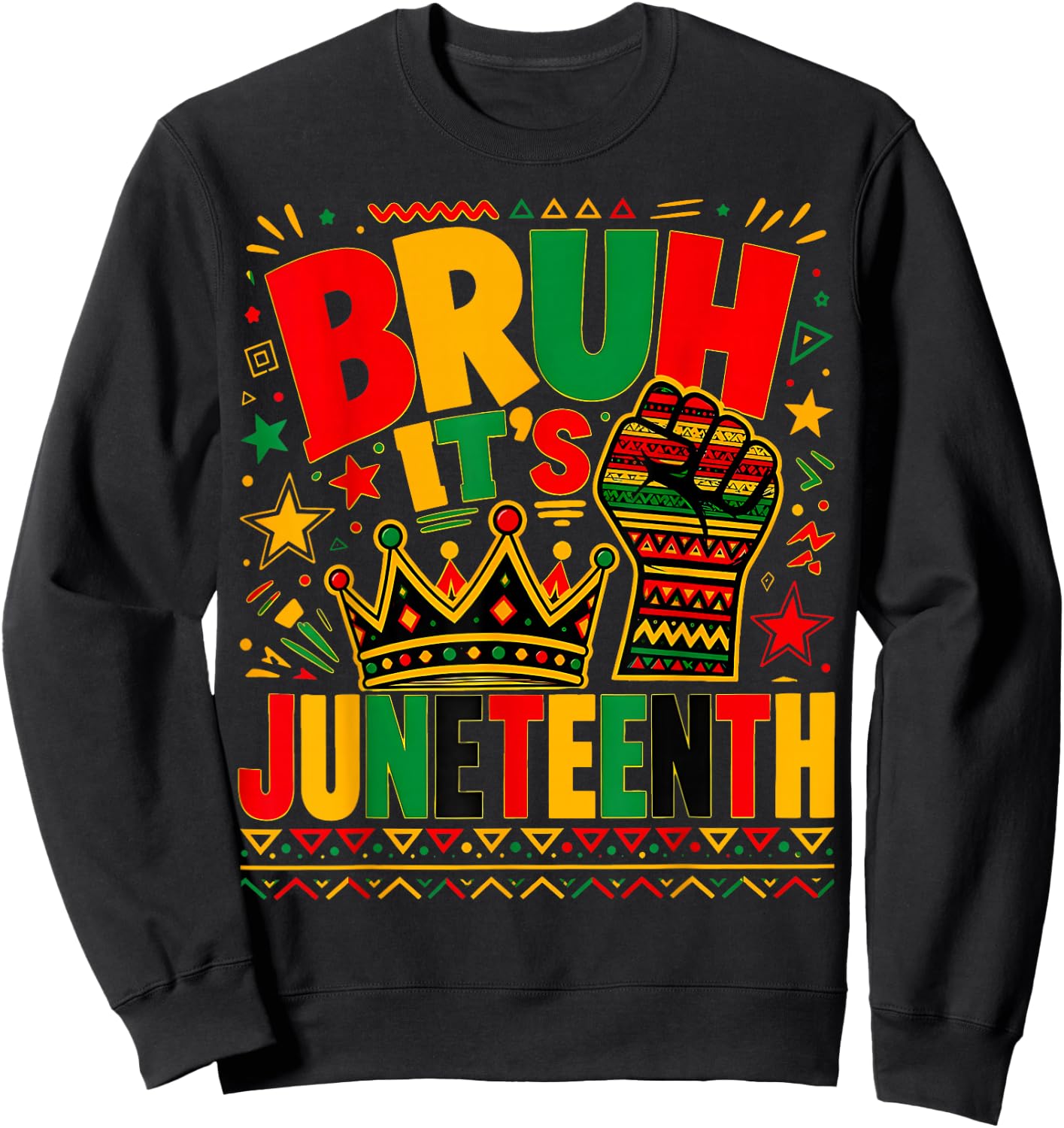 Juneteenth Boys Teens Kids Men Bruh It's Juneteenth 1865 Sweatshirt - Sweatshirt | Black