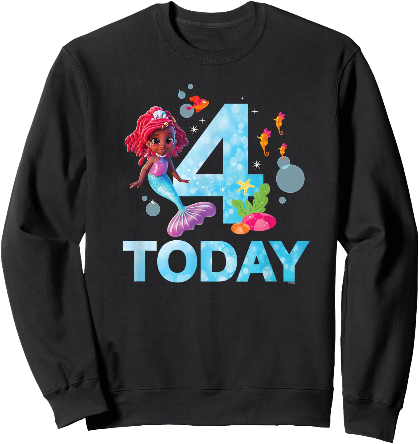 Disney Junior’s Ariel Fourth Birthday 4 Years Old Today Sweatshirt - Sweatshirt | Black
