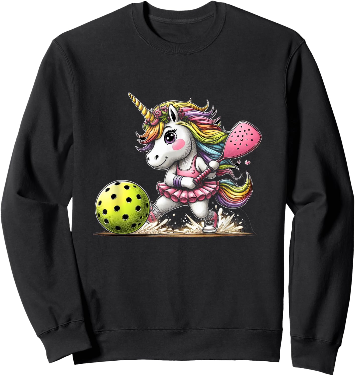 Unicorn Playing Pickleball Fun & Magical Sports Sweatshirt - Sweatshirt | Black