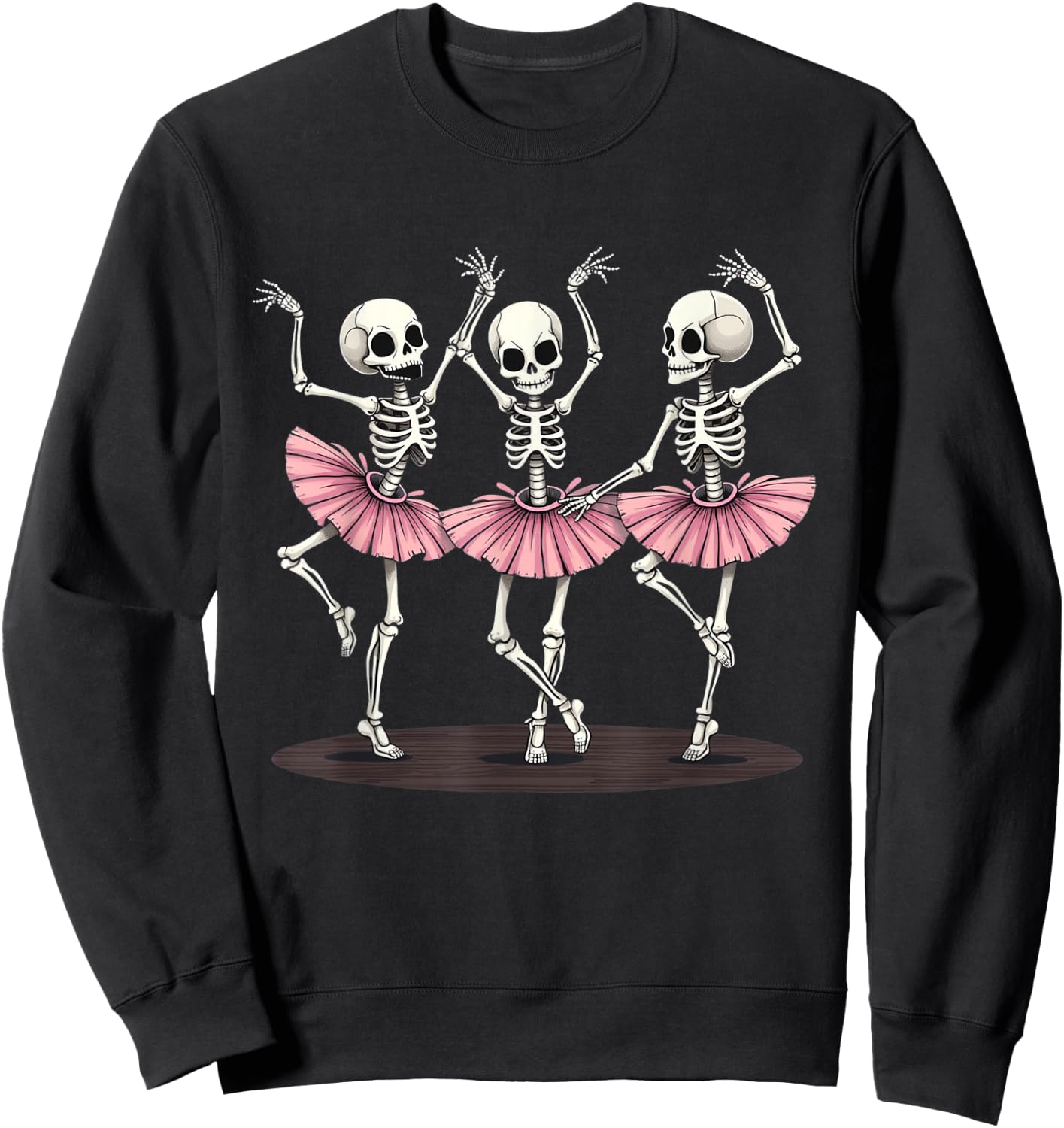 Ballet Dancing Skeleton Ballerinas Halloween Costume Women Sweatshirt - Sweatshirt | Black