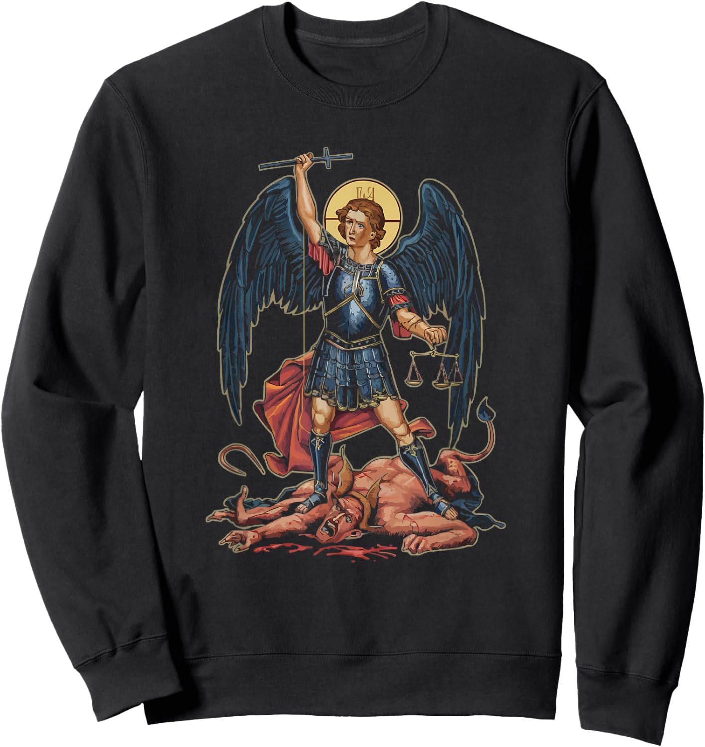 Archangel Catholic Religion Christianity Guardian Angel Sweatshirt - Sweatshirt | Black