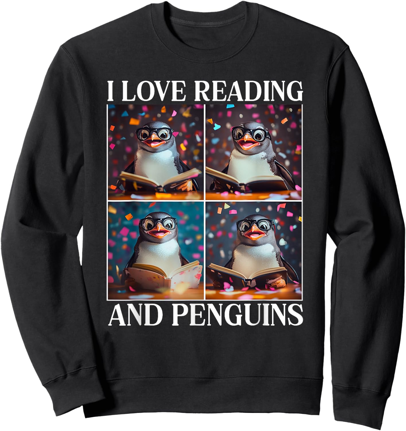 Penguin Love Reading And Penguins Child Book Lover Sweatshirt - Sweatshirt | Black