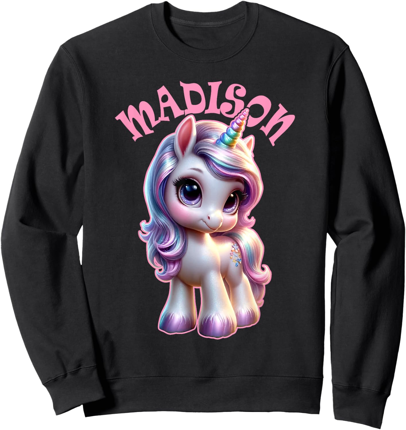Madison Cute Unicorn Design for Girls Name Madison Sweatshirt - Sweatshirt | Black