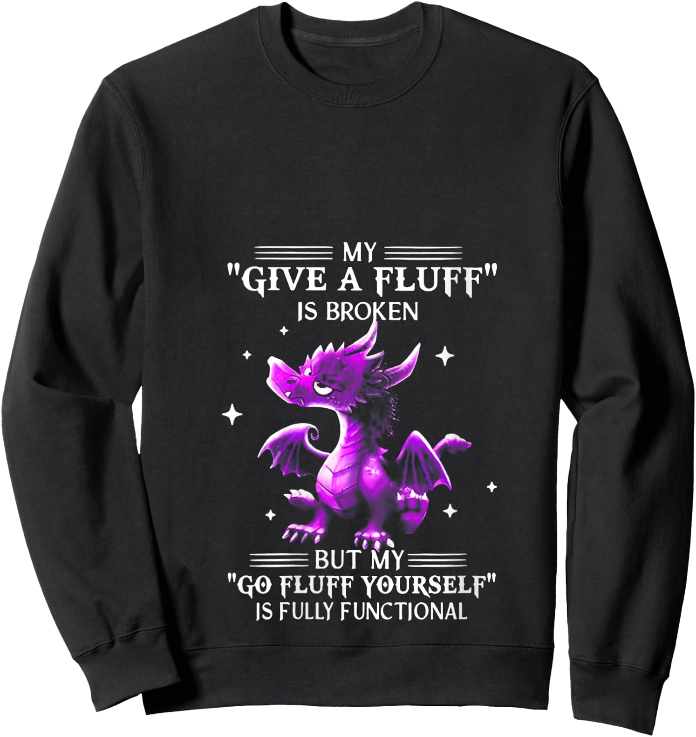 My Give A Fluff Is Broken Dragon V-Neck Sweatshirt - Sweatshirt | Black
