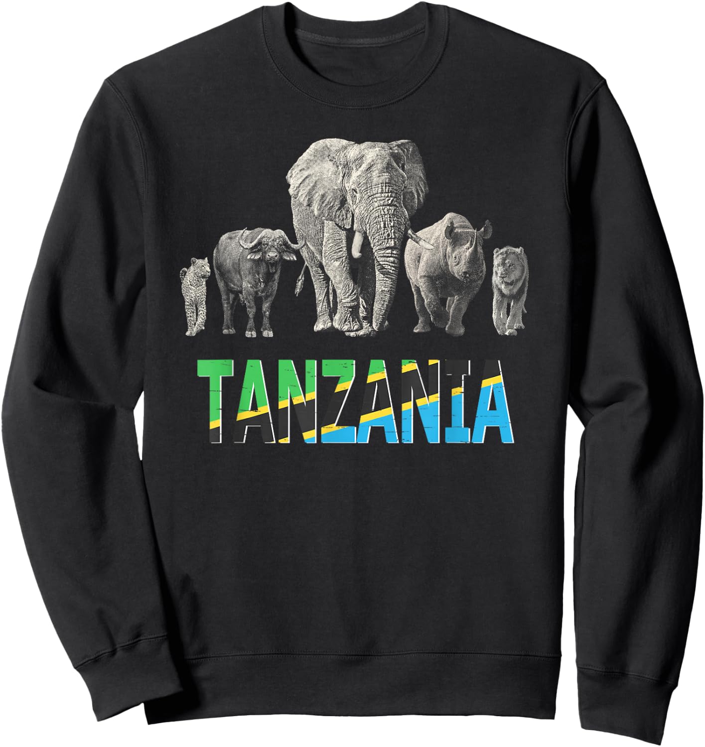 Big 5 Africa Wildlife Design for Tanzania Safari Sweatshirt - Sweatshirt | Black