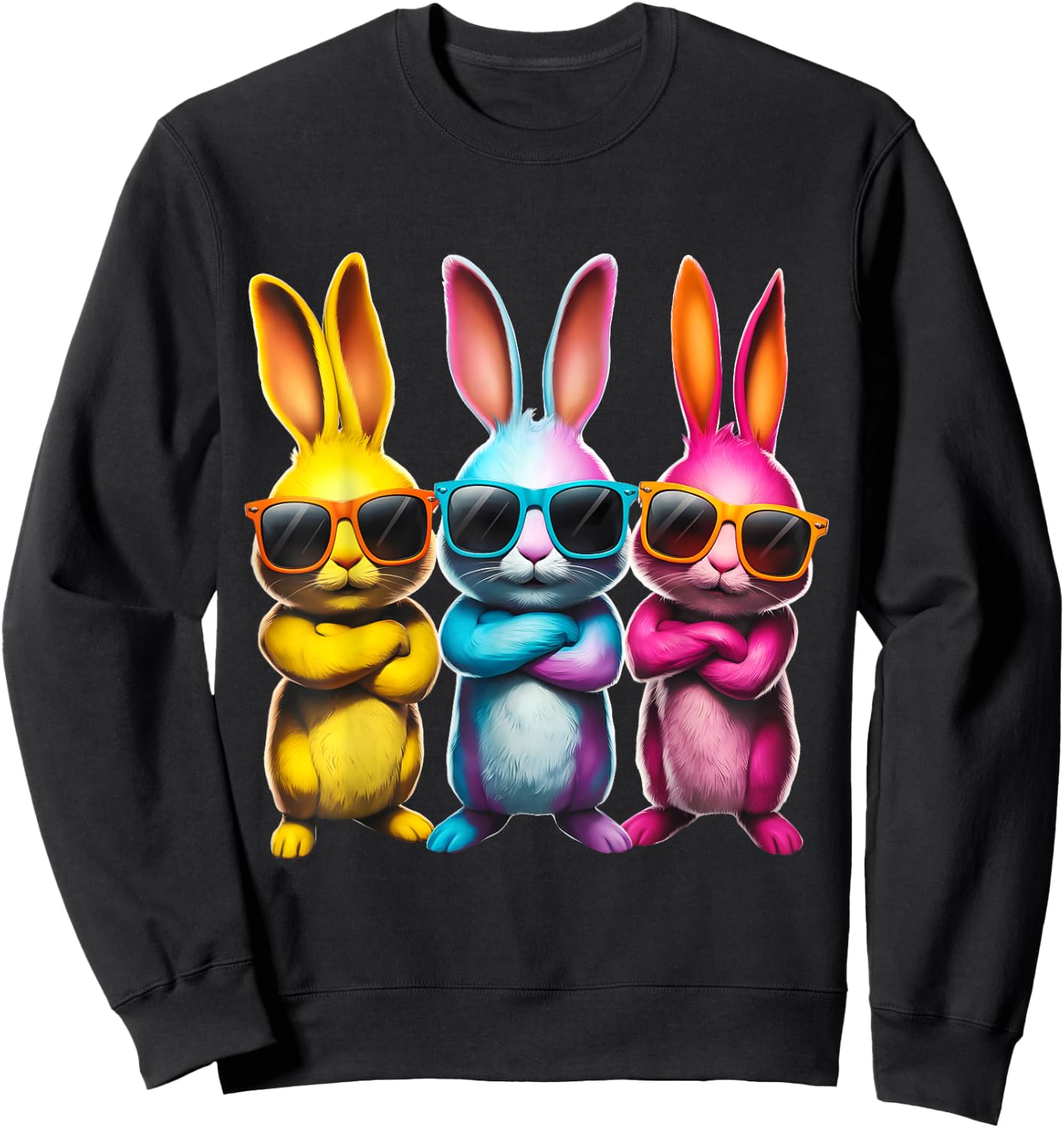 Funny Easter Bunny Cool Bunnies Kids Boys Girls Women Men Sweatshirt - Sweatshirt | Black