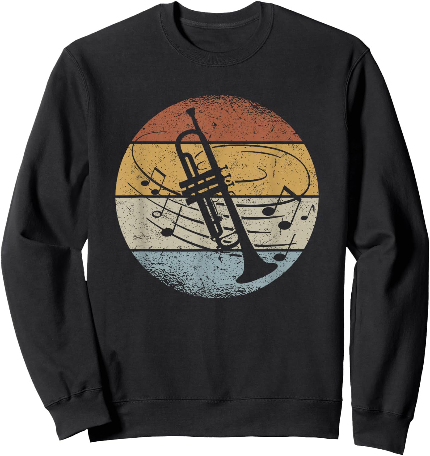 Trumpet Player Orchestra Musician Notes Retro Trumpet , black Sweatshirt - Sweatshirt | Black