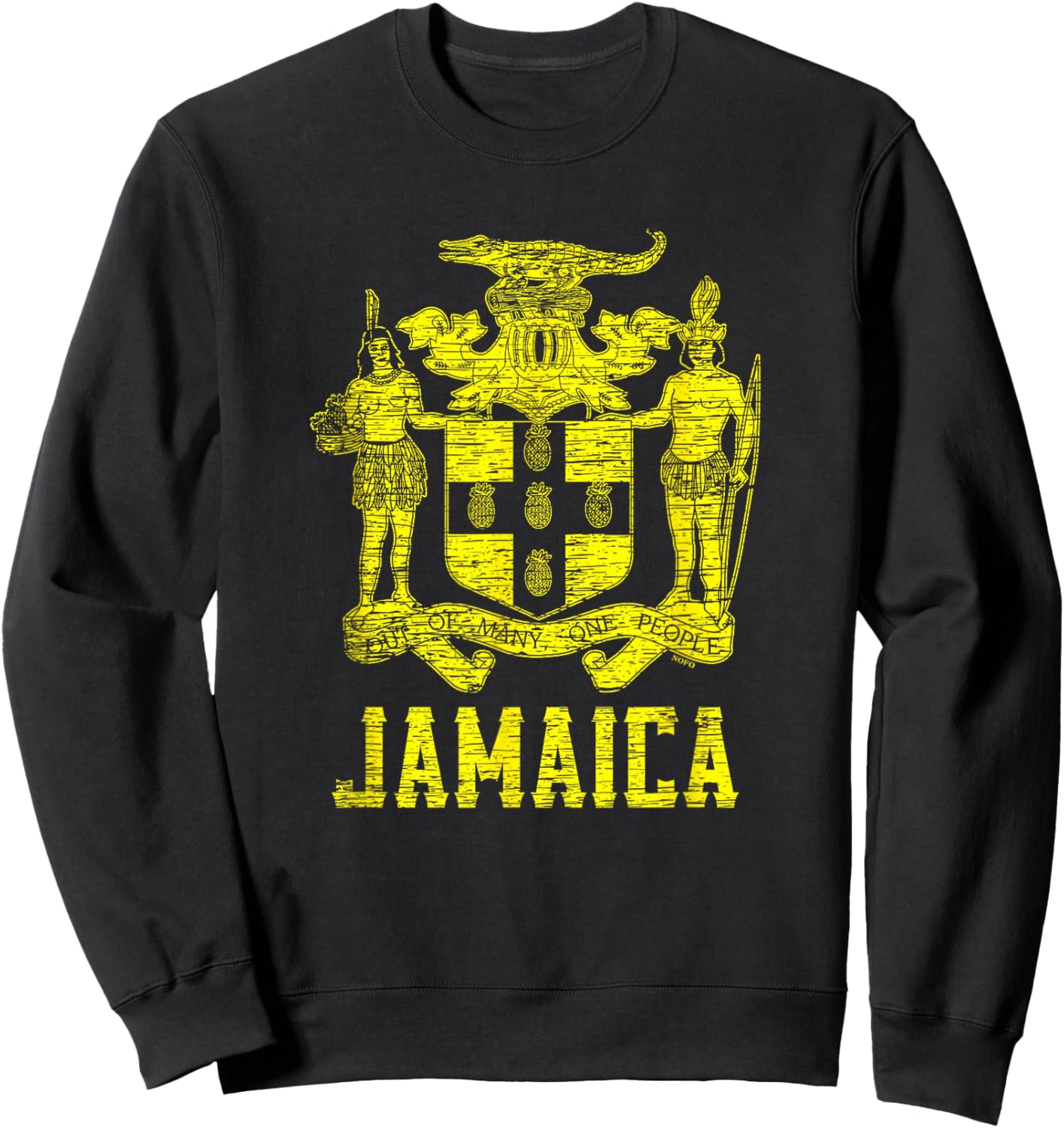 Jamaica, Coat of Arms, Out of Many, One People Sweatshirt - Sweatshirt | Black