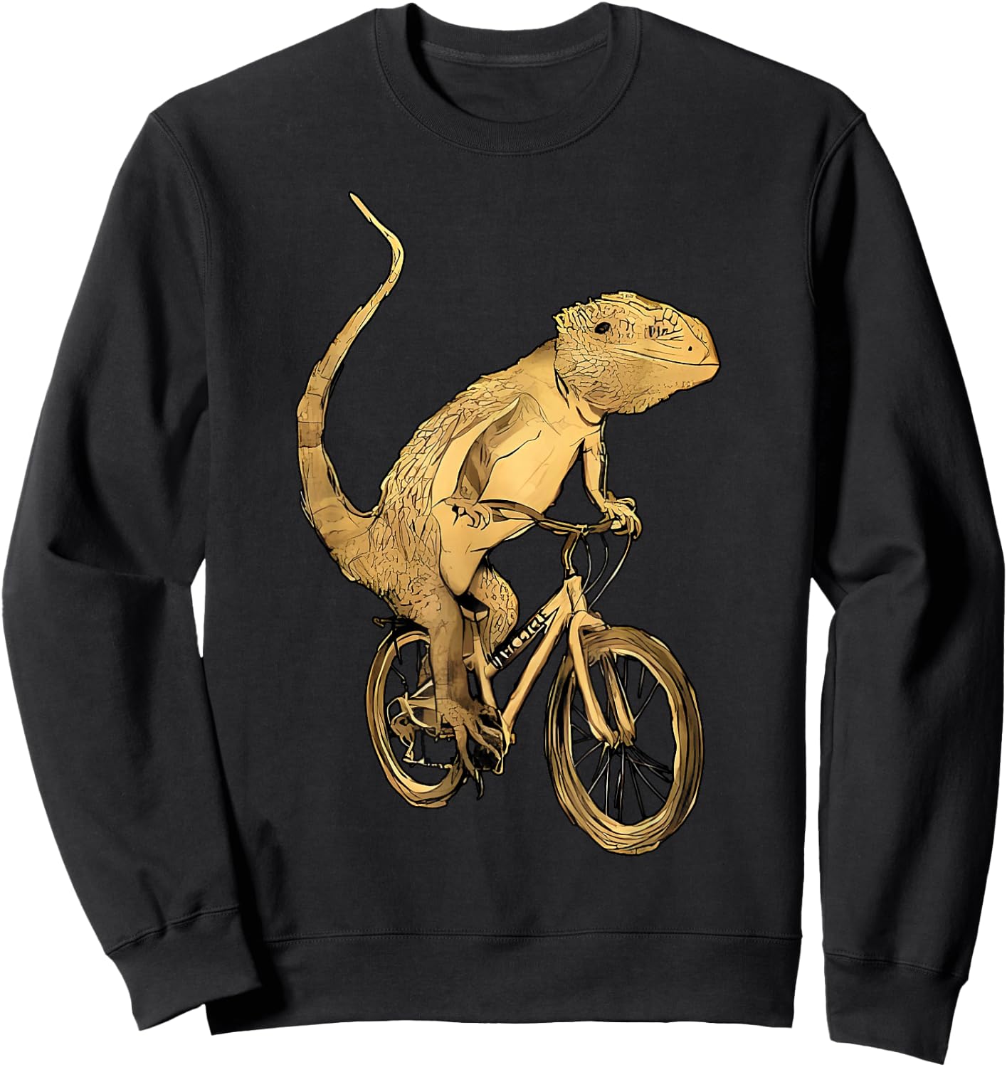 Bearded Dragon Lizard Gecko Pet Reptile On A Bicycle Sweatshirt - Sweatshirt | Black