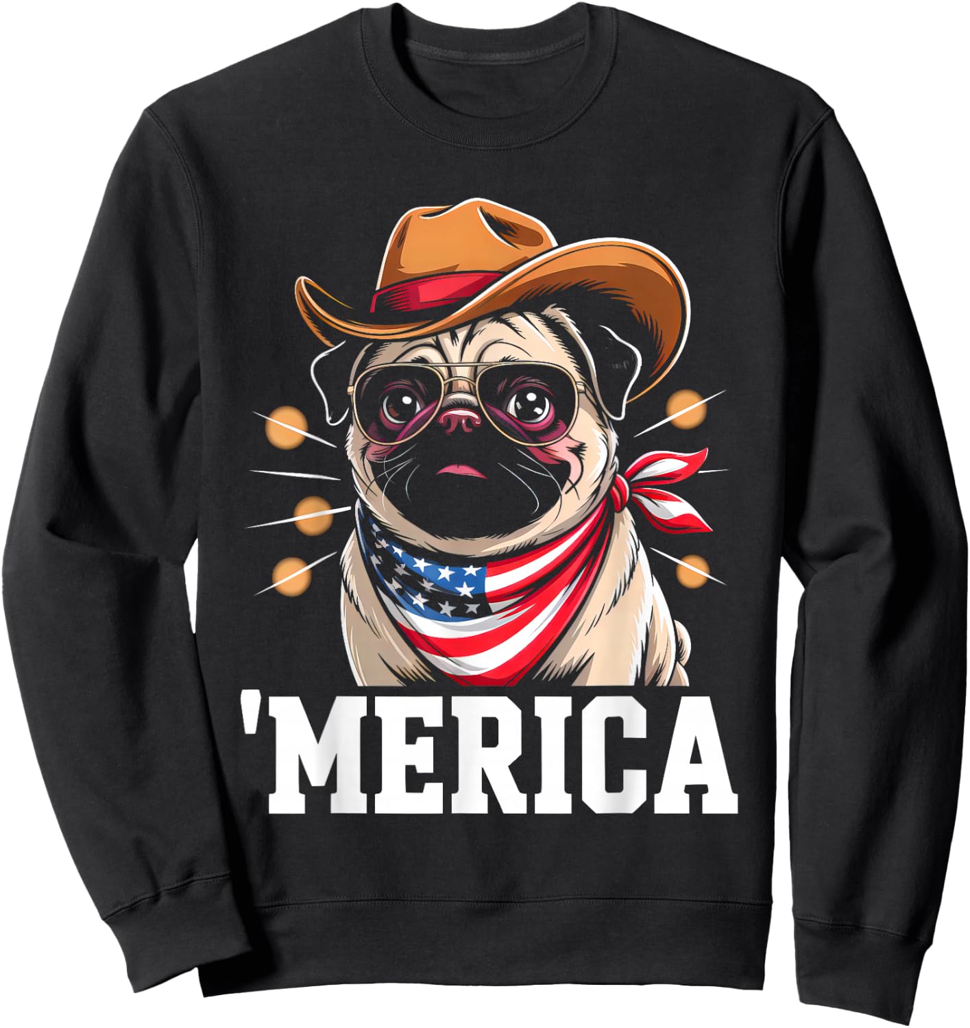USA 'Merica Pug 4th of July Men Women Kids Funny Patriotic Sweatshirt - Sweatshirt | Black