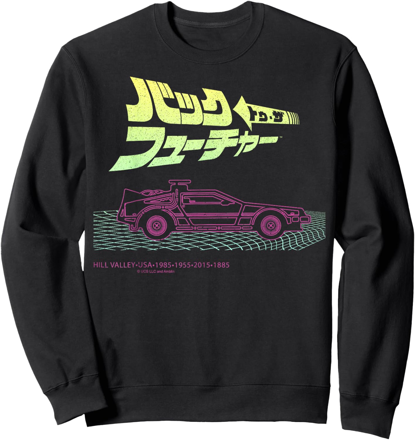 Back To The Future 35th Kanji DeLorean Grid Sweatshirt - Sweatshirt | Black