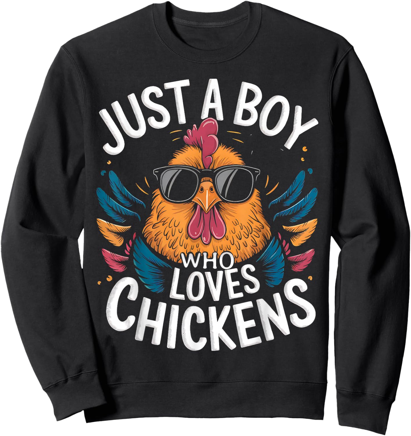 Just a Boy Who Loves Chickens Bird Farm Animal Lover Kids Sweatshirt - Sweatshirt | Black