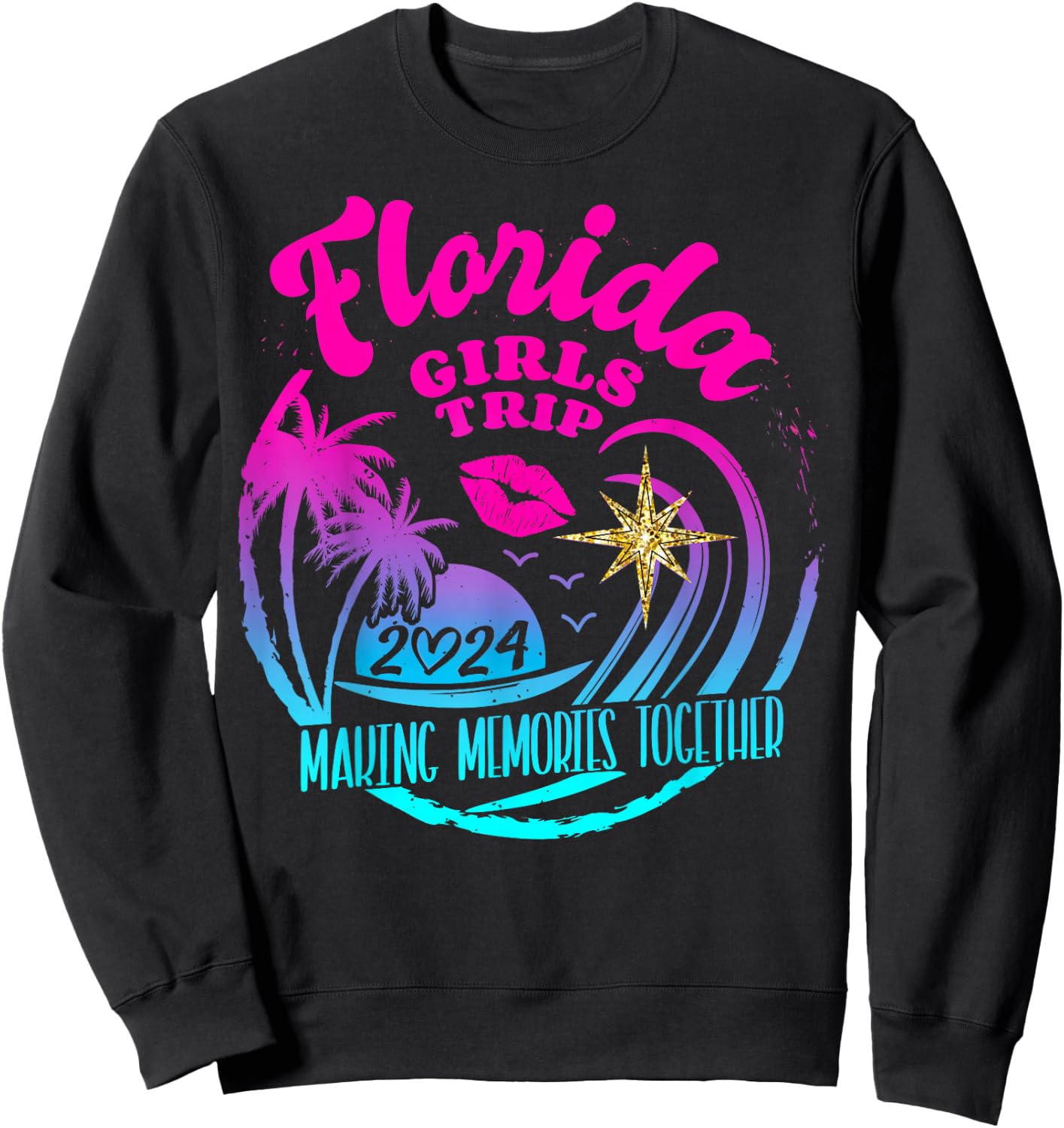 Girls Trip Florida 2024 Beach Weekend Birthday Squad Sweatshirt - Sweatshirt | Black