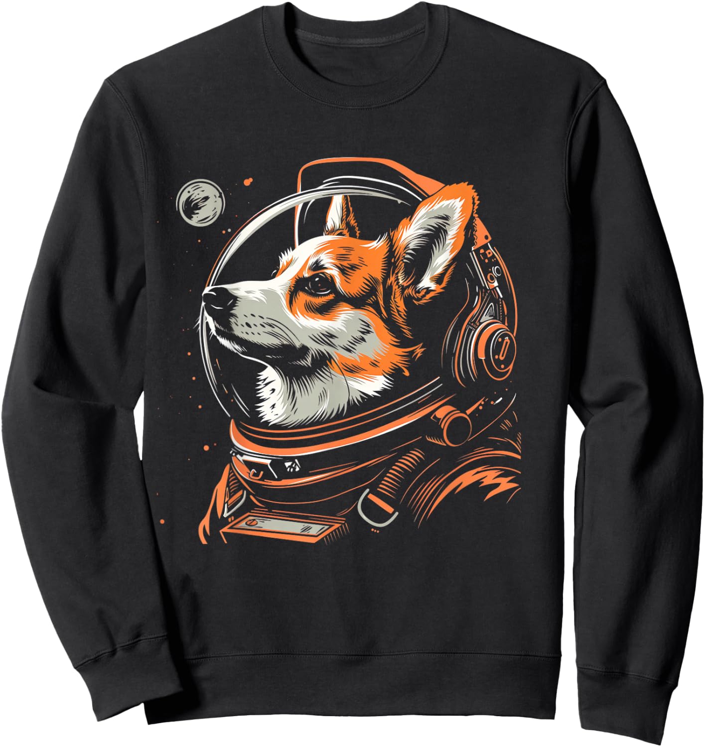 Corgi Astronaut Funny Cute Dog Suit Sweatshirt - Sweatshirt | Black