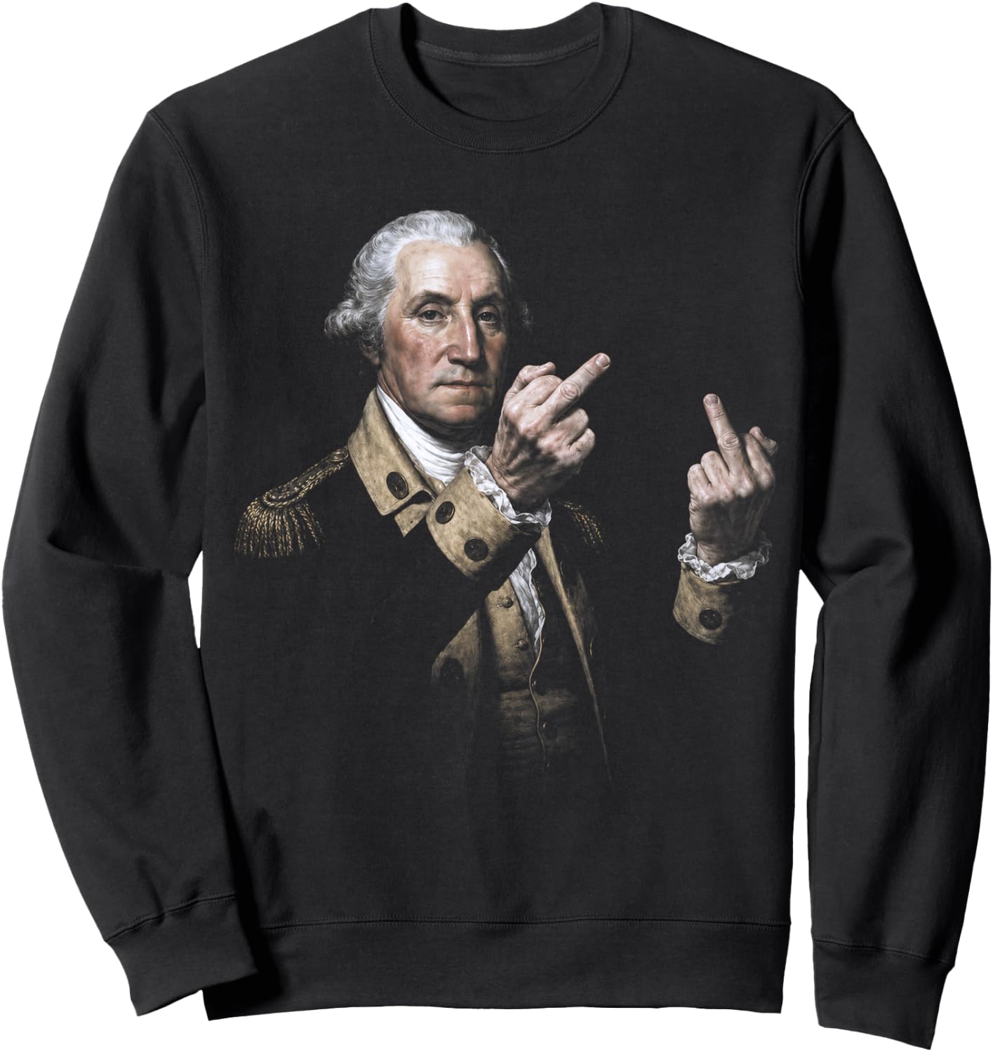 Funny George Washington Middle Finger Sweatshirt - Sweatshirt | Black