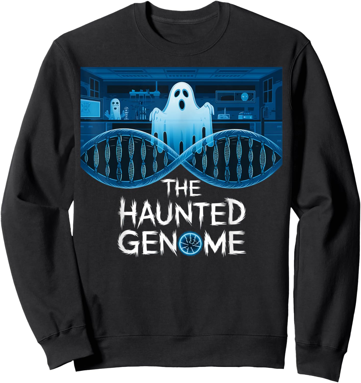 The haunted genome, halloween edition, biology halloween Sweatshirt - Sweatshirt | Black