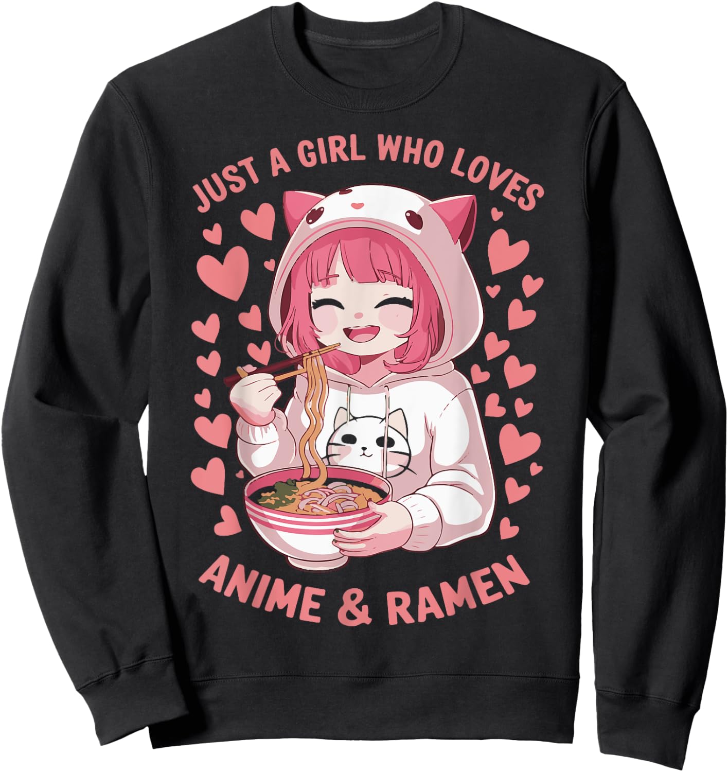 Just A Girl Who Loves Anime Ramen Japonais Aliments japonais Sweatshirt - Sweatshirt | Black
