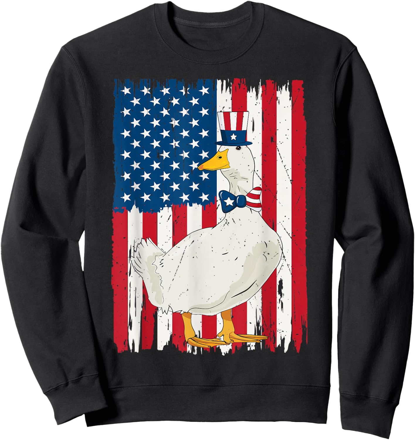 4th Of July Duck And American US Flag Patriotic Duck Lover Sweatshirt - Sweatshirt | Black