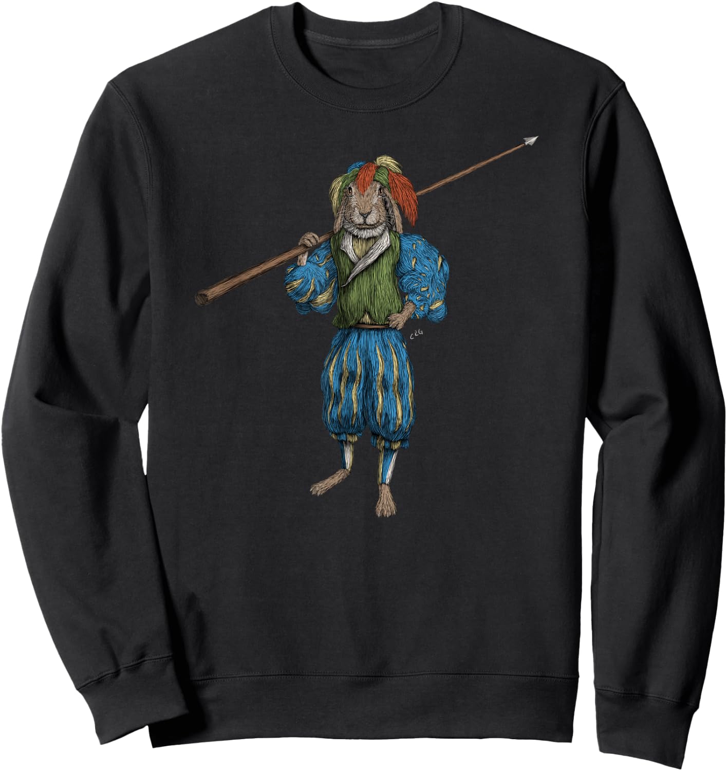 German Landsknecht Hare Renaissance Rabbit HEMA Martial Arts Sweatshirt - Sweatshirt | Black