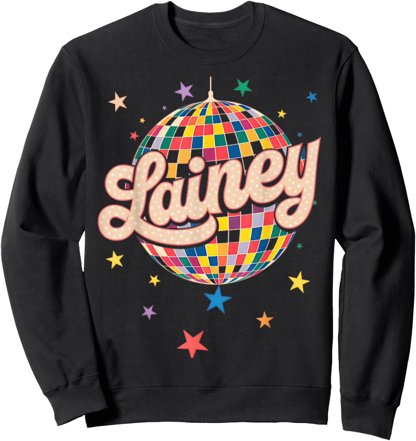 Girl Retro Lainey First Name Personalized Heart Sweatshirt - Sweatshirt | Black