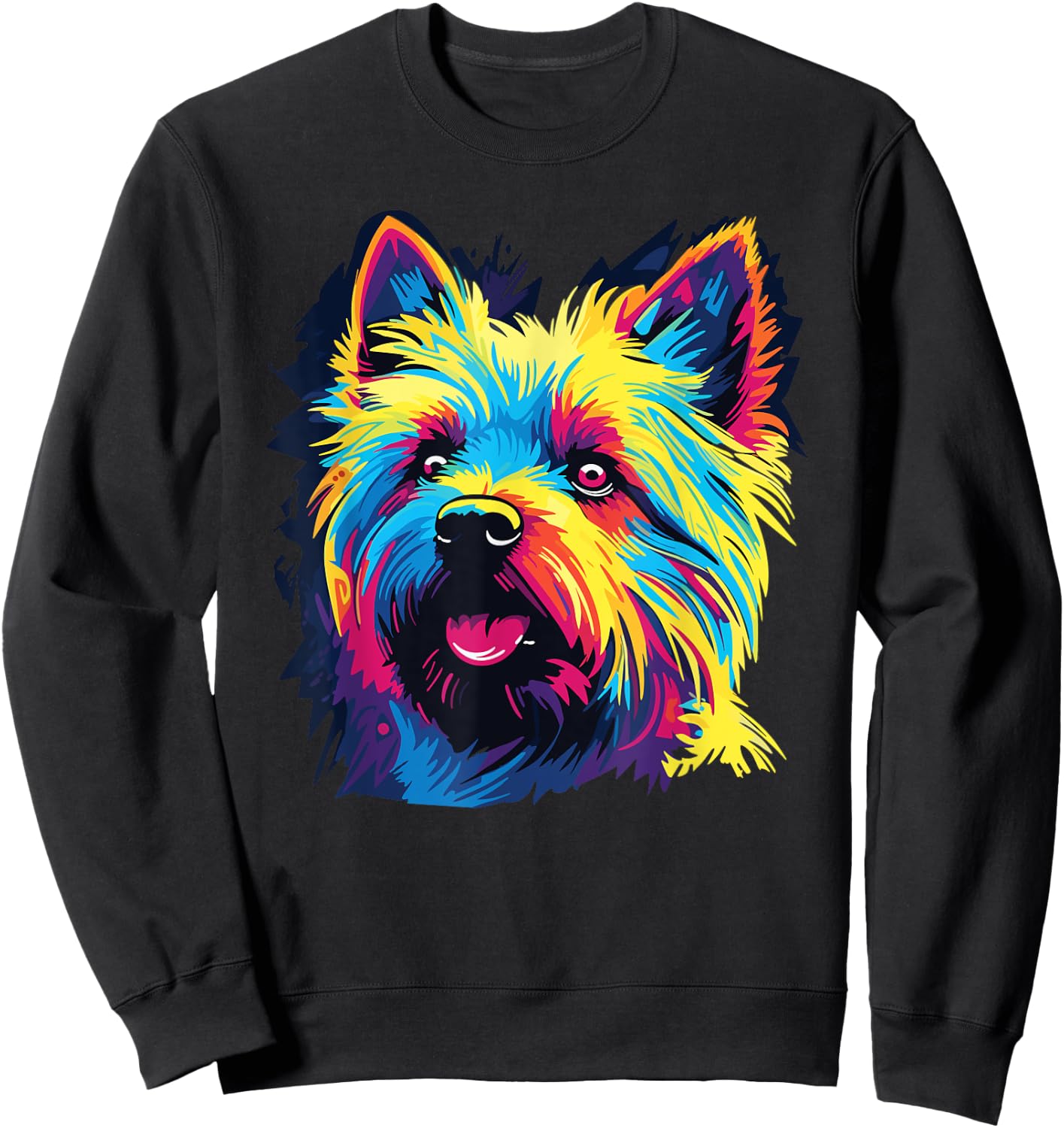 Watercolor Colorful Norwich Terrier Dog Men Women Girls Kids Sweatshirt - Sweatshirt | Black