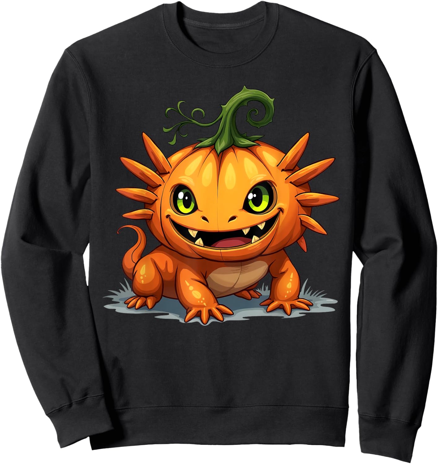 Axolotl Pumpkin Jack O Lantern Halloween Kids Sweatshirt - Sweatshirt | Black