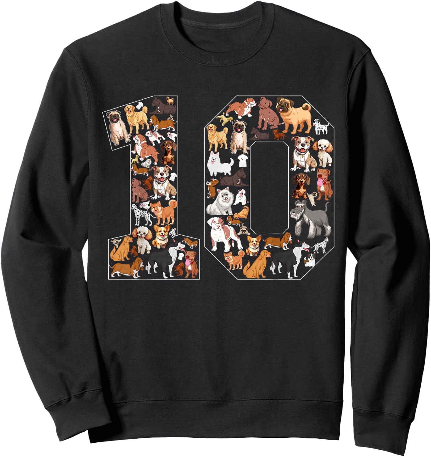 10th Birthday Dog Lovers 10 Year Old Boys Girls Party Sweatshirt - Sweatshirt | Black