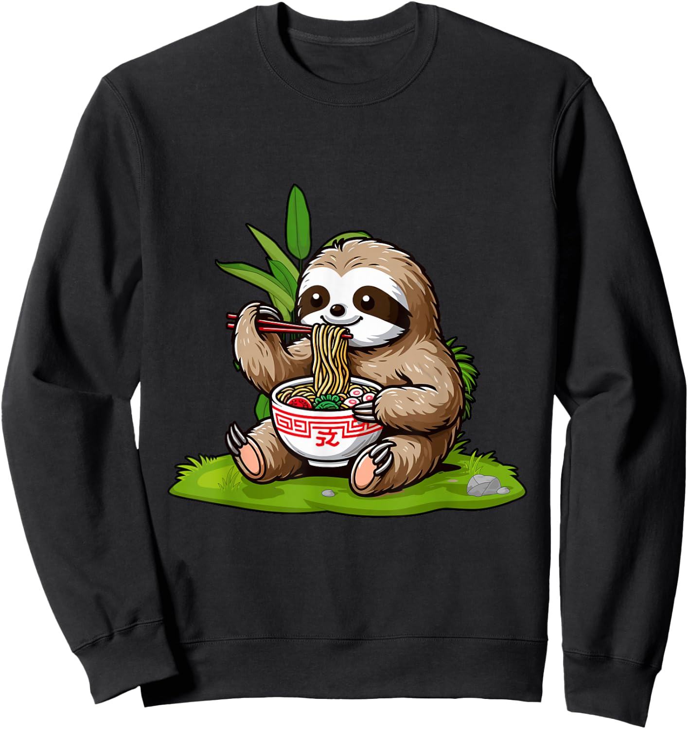 Sloth Eating Ramen Noodles Eater Ramen Food Lovers Sweatshirt - Sweatshirt | Black