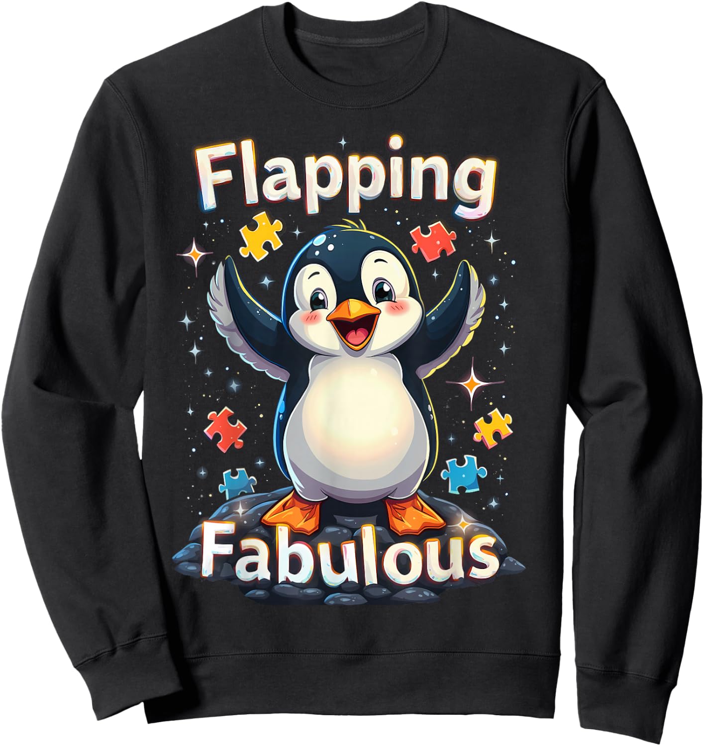 Autism Awareness Month Penguin Sweatshirt - Sweatshirt | Black