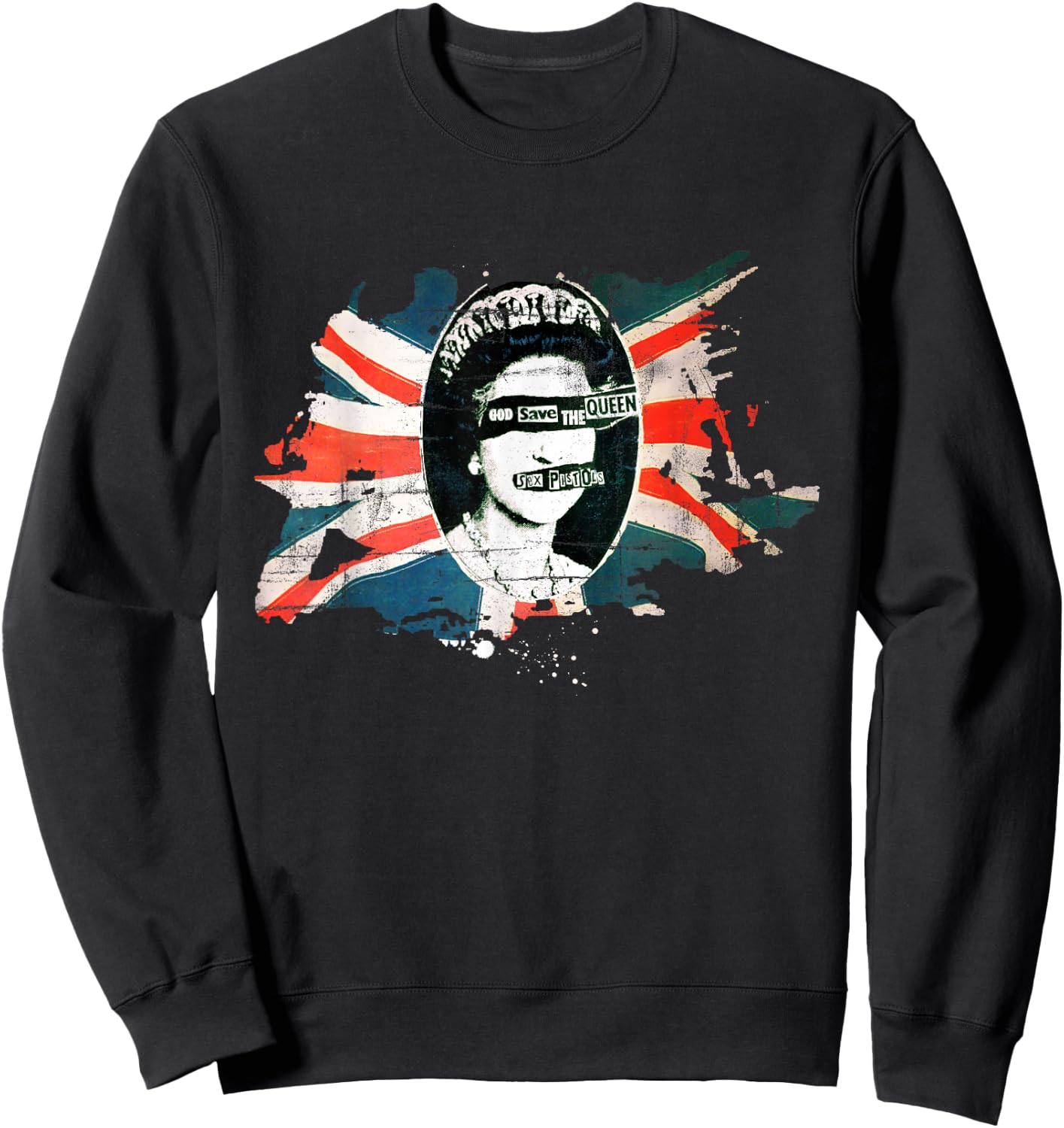 Sex Pistols Official Flag God Save The Queen Sweatshirt - Sweatshirt | Black