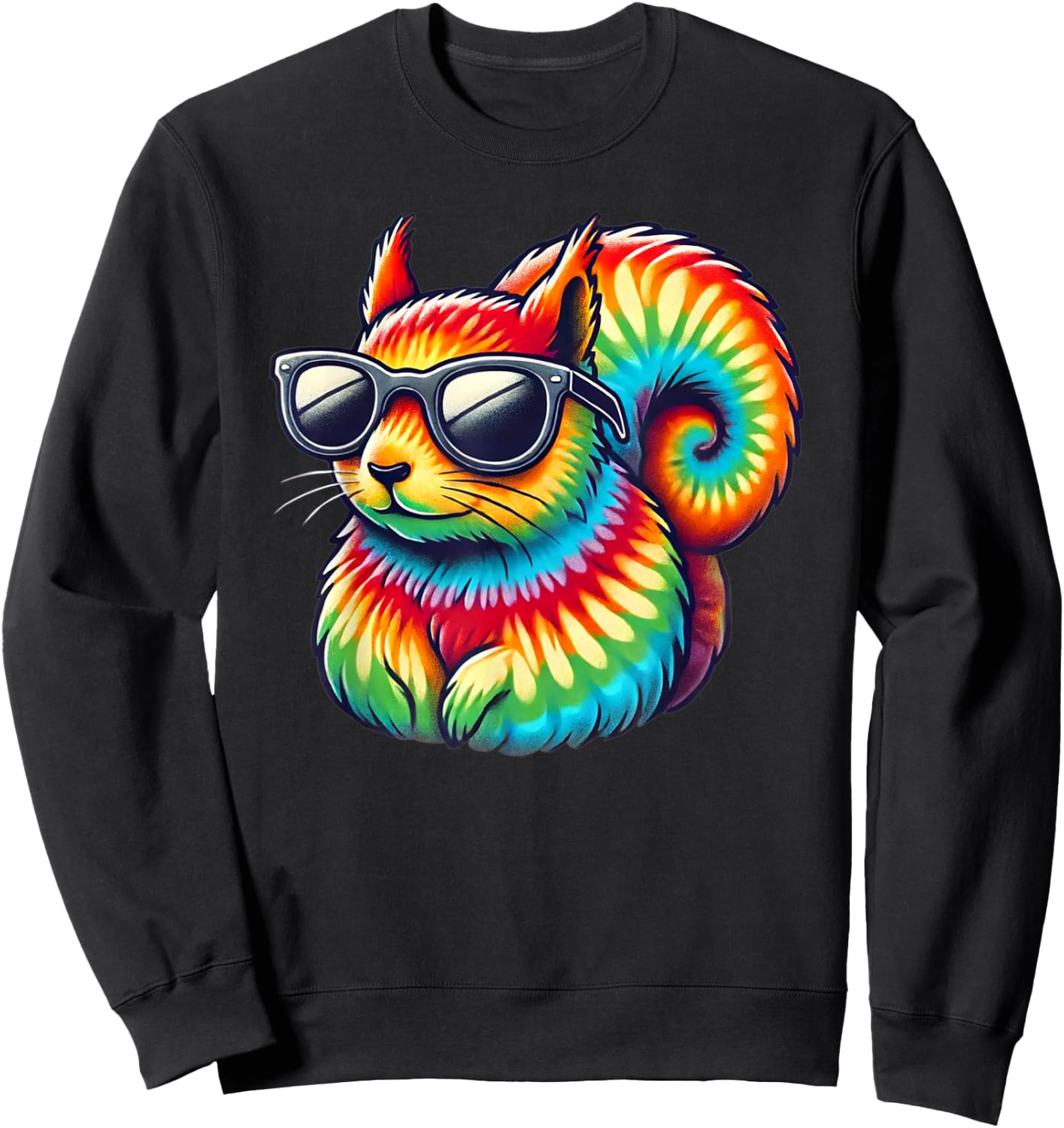 Tie Dye Art Sunglasses Squirrel Squirrels Sweatshirt - Sweatshirt | Black