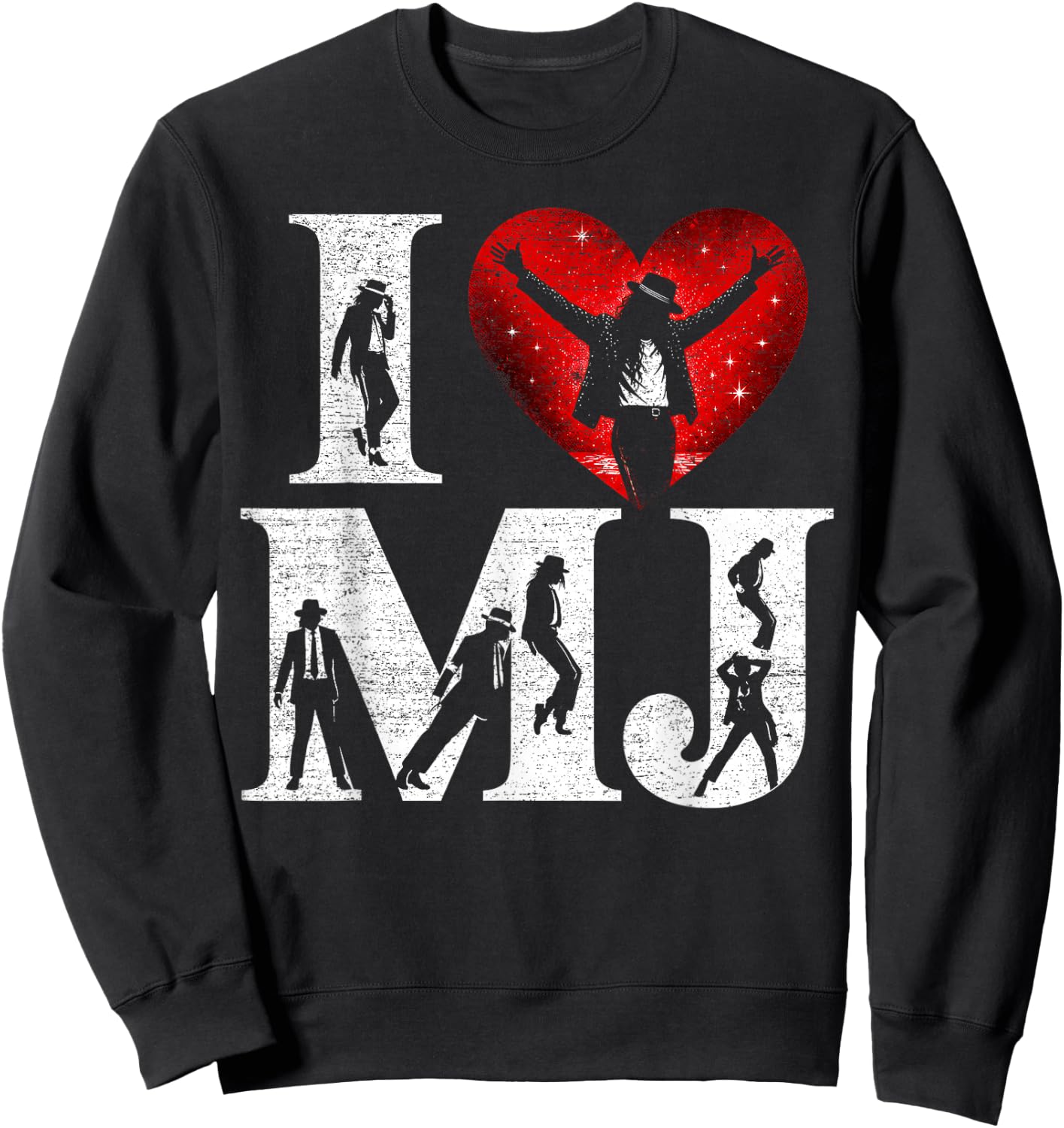 Retro I Love MJ Shirt, I Heart MJ Sweatshirt - Sweatshirt | Black