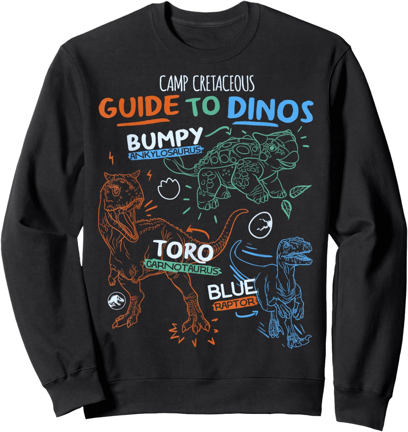 Jurassic World: Camp Cretaceous Guide to Dinos Line Art Sweatshirt - Sweatshirt | Black