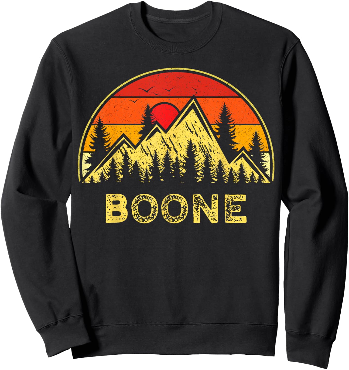 Vintage Boone North Carolina NC Mountains Hiking Souvenir Sweatshirt - Sweatshirt | Black