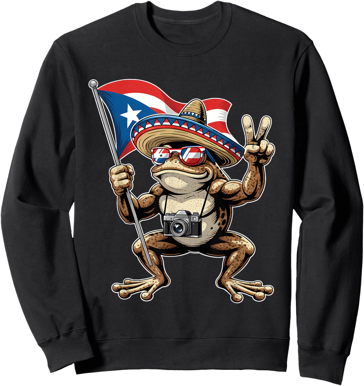 Coqui Frog Puerto Rico Taino Puerto Rican Flag Boricua Sweatshirt - Sweatshirt | Black