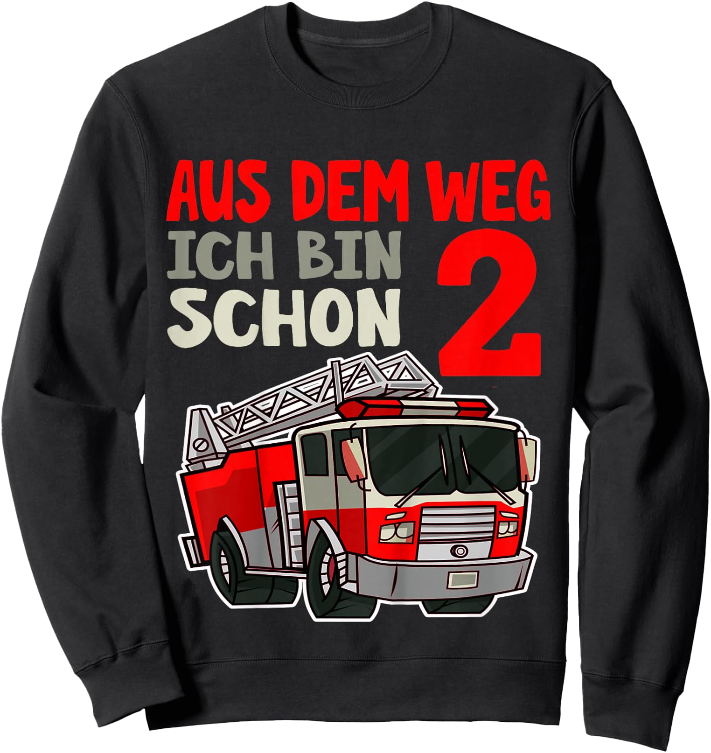 Kinder 2. Geburtstag 2 Jahre Alt Feuerwehrauto Ich Bin 2 Feuerwehr Sweatshirt - Sweatshirt | Black