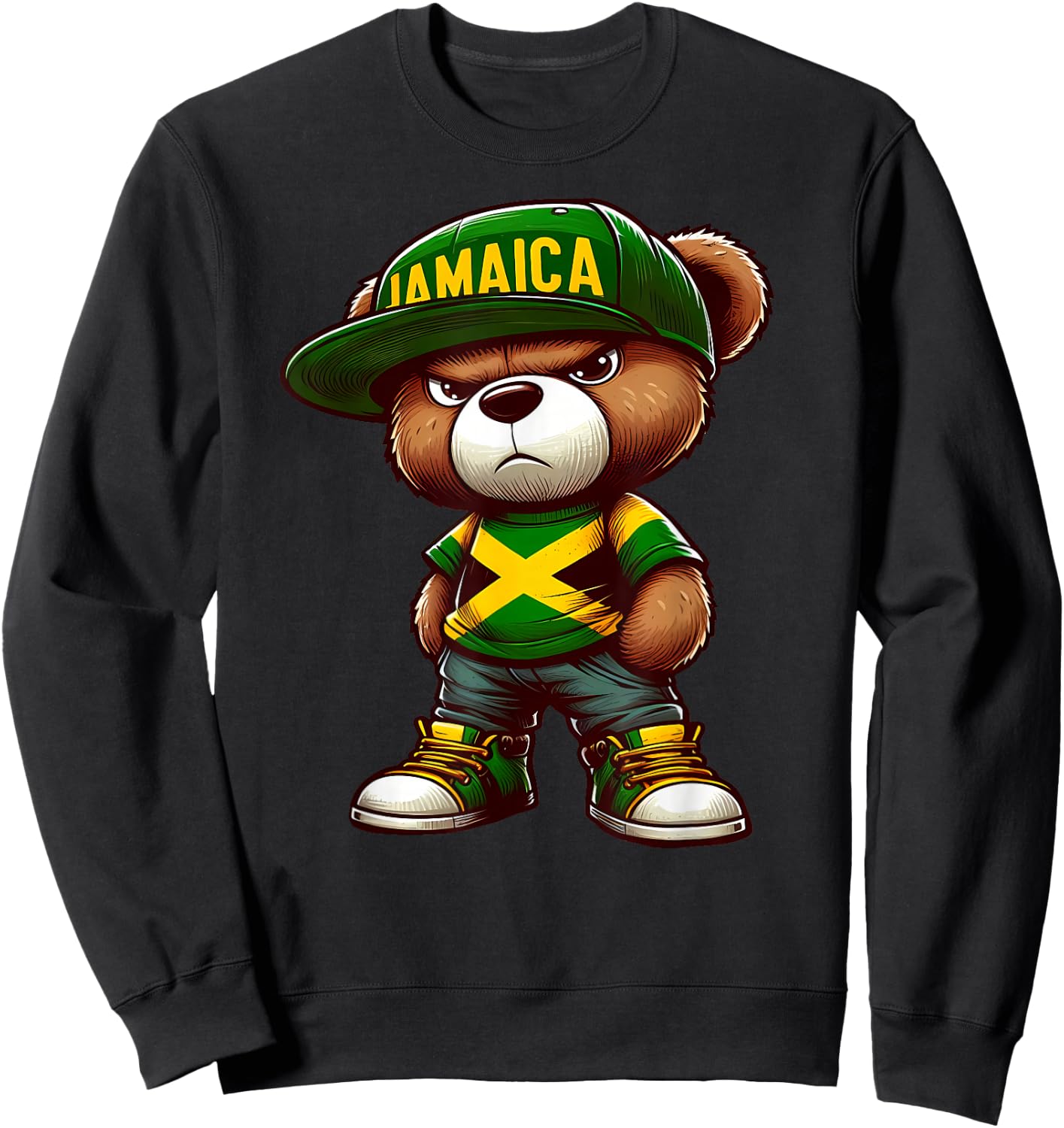Teddy Bear Jamaica Flag Jamaican Clothing Men & Women Sweatshirt - Sweatshirt | Black