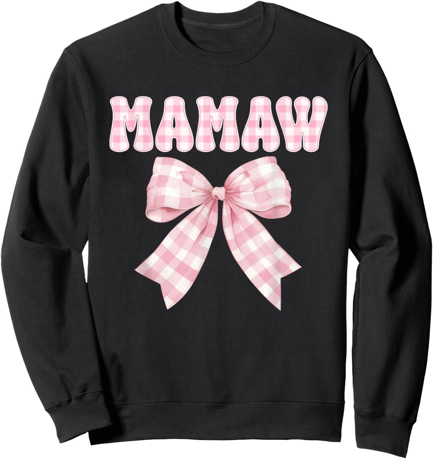 Mamaw Birthday Girl Matching Coquette Pink Bow Sweatshirt - Sweatshirt | Black