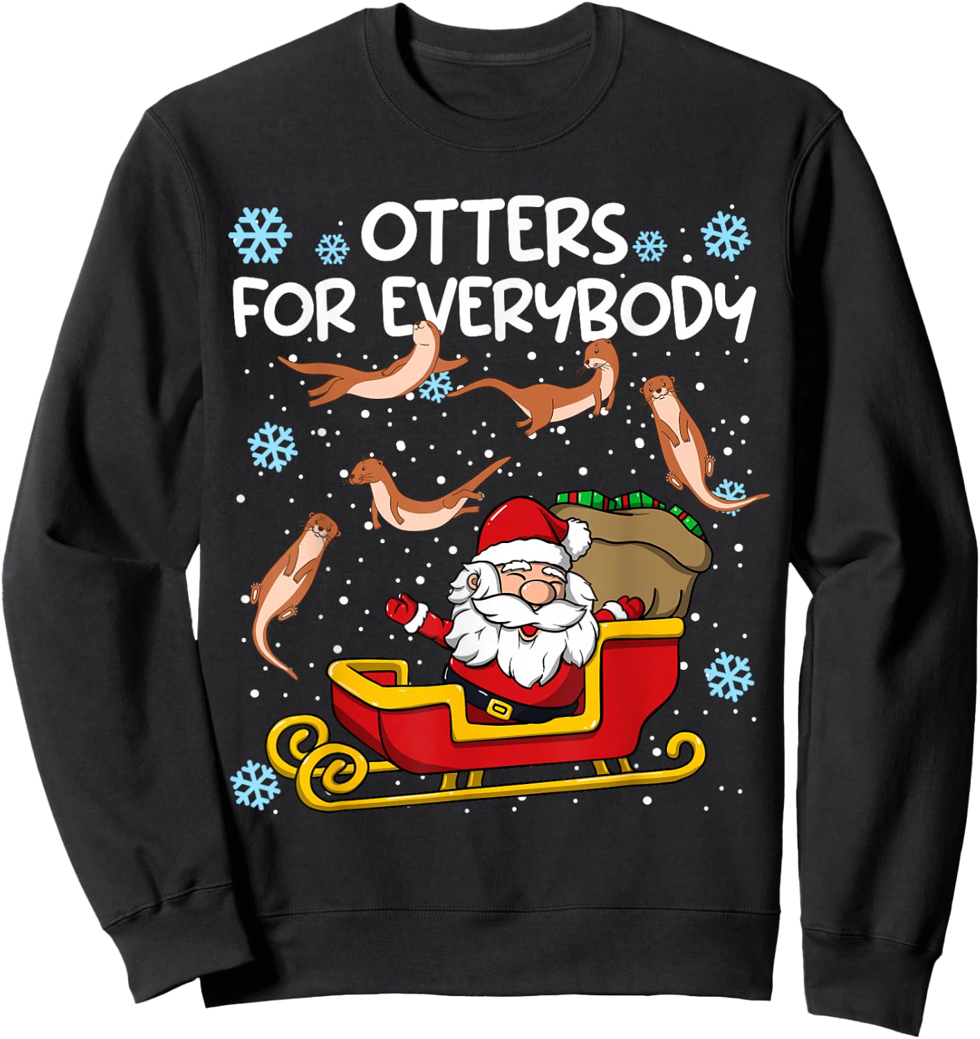 Otters for Everybody Santa Funny Christmas Otter Sweatshirt - Sweatshirt | Black