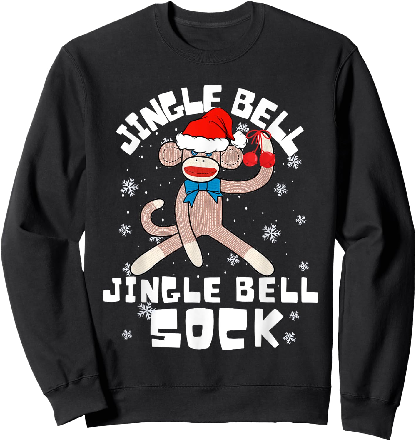 Jingle Bell Jingle Bell Sock Funny Sock Monkey Christmas Sweatshirt - Sweatshirt | Black