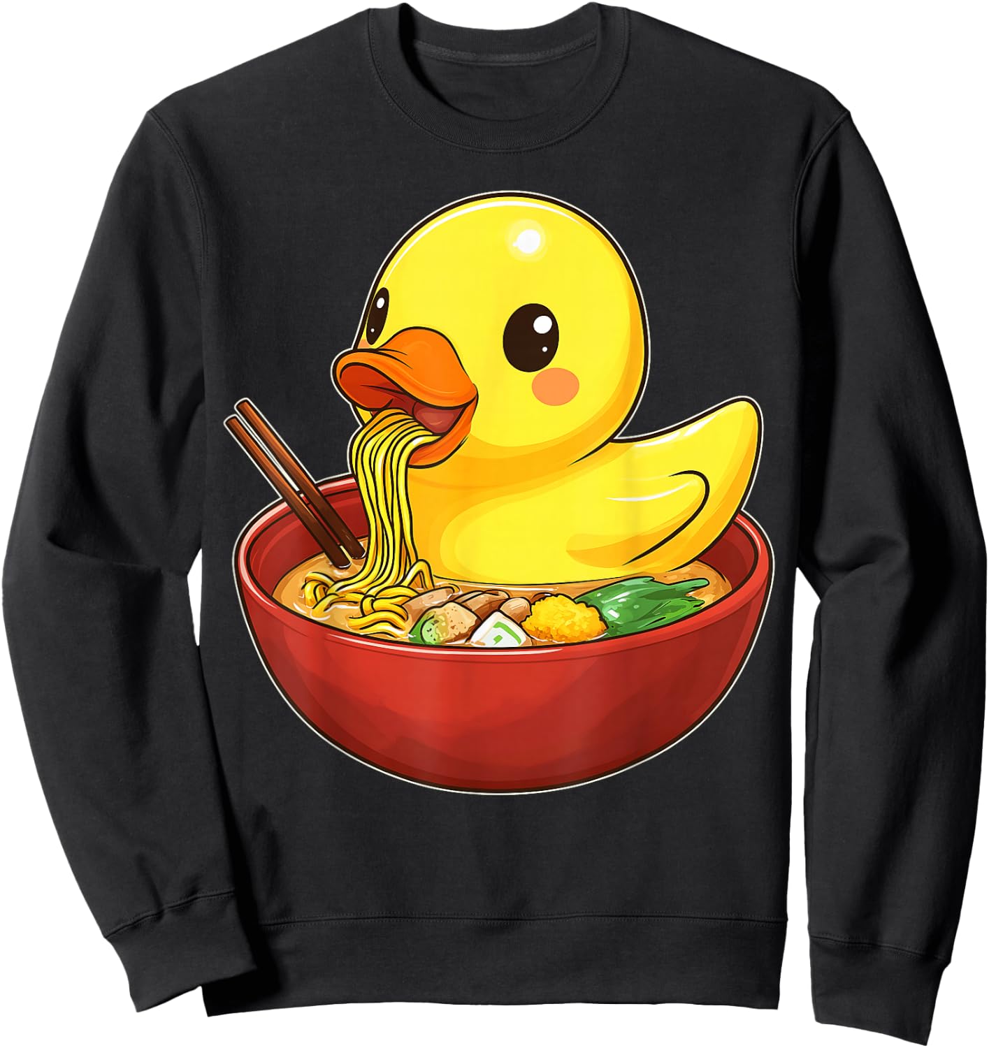 Rubber Duck Ducky Japanese Noodles Cute Kawaii Sweatshirt - Sweatshirt | Black