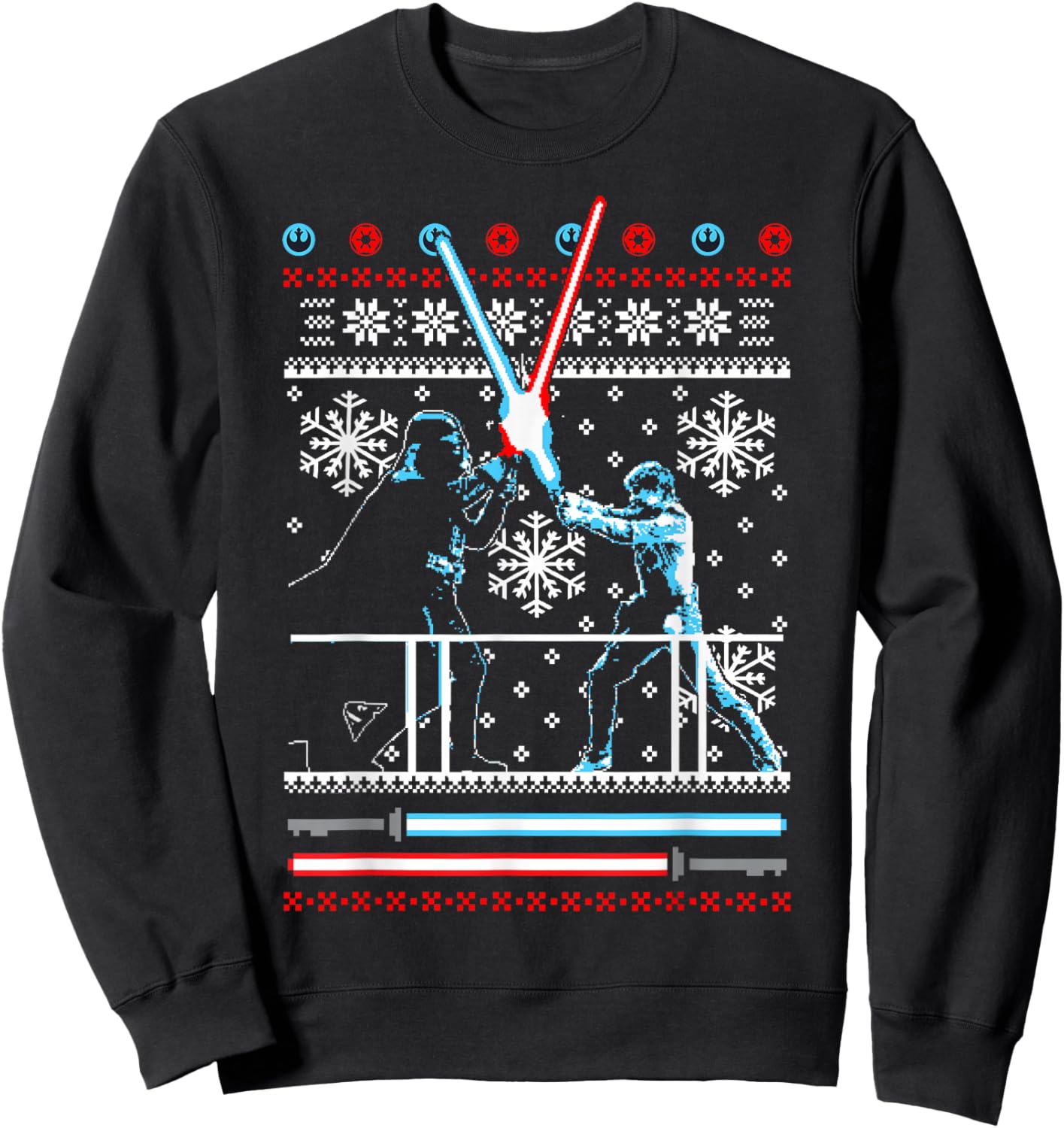 Star Wars Vader Luke Duel Christmas Sweater Graphic Sweatshirt - Sweatshirt | Black