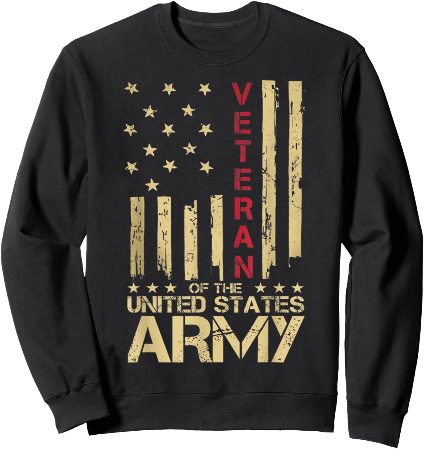 Patriotic U.S Army Veteran Red Line American Flag Vintage Small Sweatshirt - Sweatshirt | Black